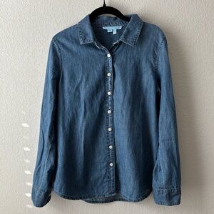 Draper James Indigo Chambray Button Down Shirt